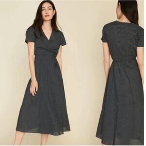 Jenni Kayne Polka Dot Wrap Dress Navy Womens XS